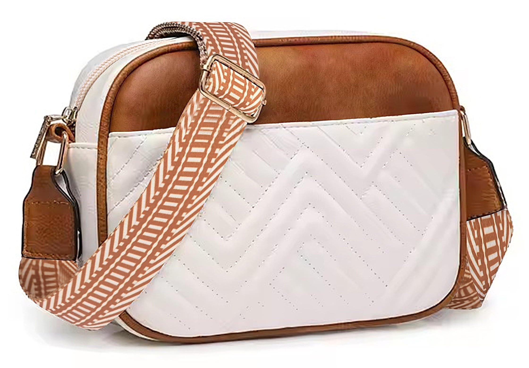 Women's Girls Color Block Cross Body Sling Bag with Printed Belt (SL5150)