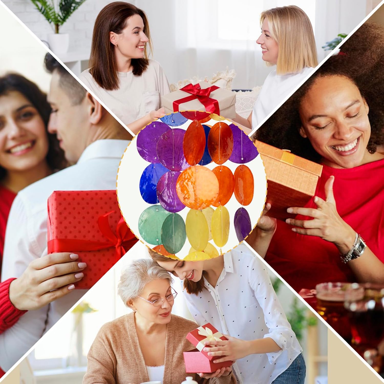 Wind Chimes for Outside - Handcrafted Rainbow Capiz Shells Windchime Coastal Style Decor for Indoor/Outdoors, Garden Decor, Great Gift for Women, Wind Chimes Lovers and More - Image 6