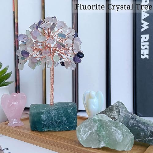 Miniatura 10 de DUQGUHO Árbol de cristal curativo piedras de cristal para el dinero árbol de Feng Shui árbol de oficina en casa decoración de árbol de cristal base