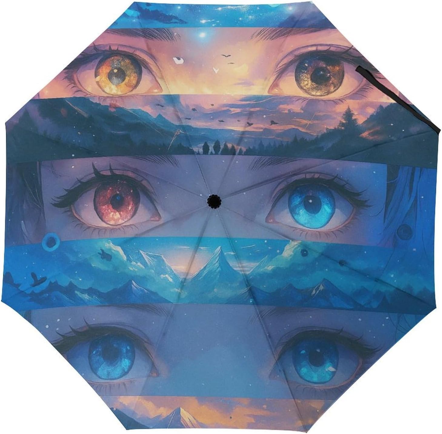 Patriotic German Shepherd And Star Umbrella Portable Automatic Folding Windproof UV Sun Protection