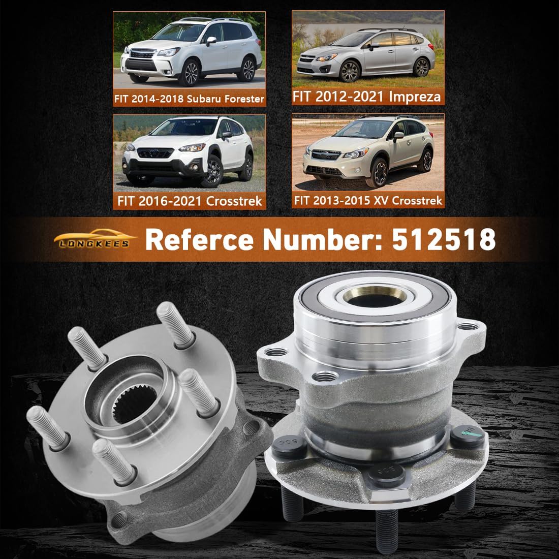 Rear Wheel Bearing & Hub Assembly 5-Lug FIT 2014-2018 Subaru Forester 2012-2021 Impreza 2016-2021 Crosstrek 2013-2015 XV Crosstrek Replace 512518 28473FJ020