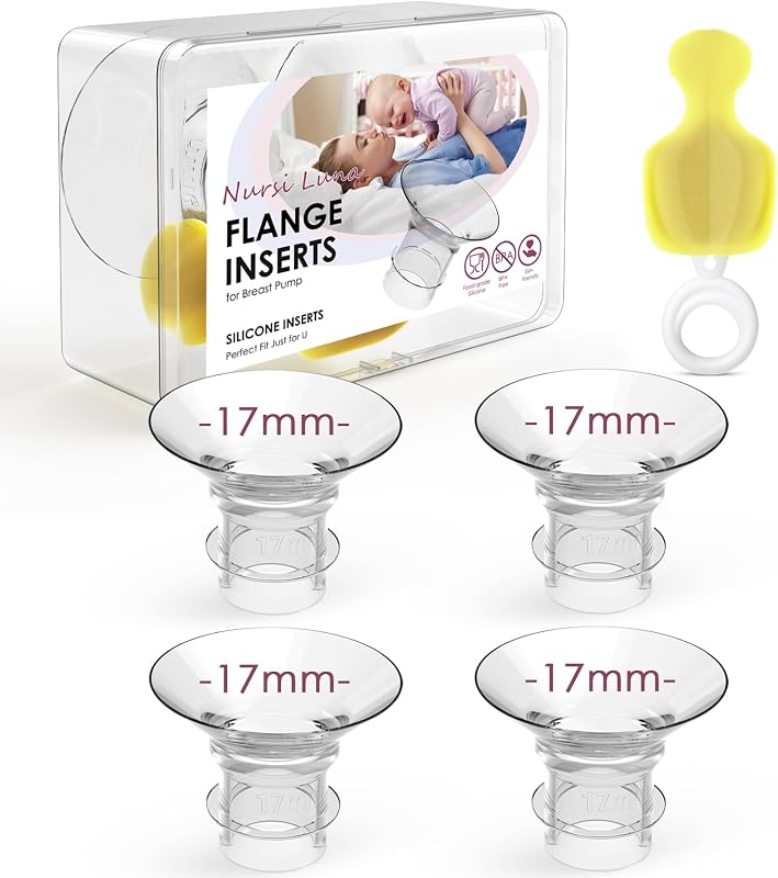 Nursi Luna Flange Sizing Kit, 17mm Flange Inserts for 24mm Breast Pumps | 4PCS, Fits Electric & Manual Pumps, Soft Silicone, Comfortable Pumping, Storage Case, BPA-Free