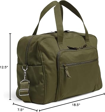 Vera Bradley Women's Cotton Weekender Travel Bag, Climbing Ivy Green, One Size