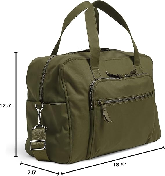 Vera Bradley Women's Cotton Weekender Travel Bag, Climbing Ivy Green, One Size