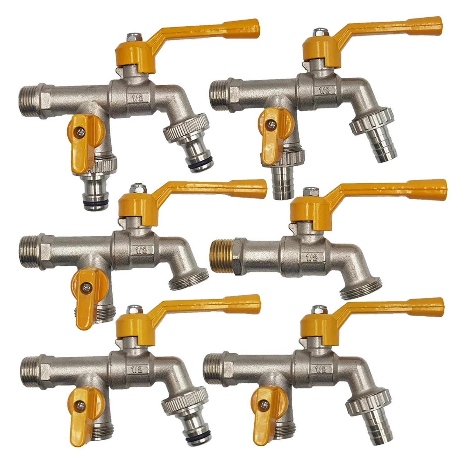 Adapter węża ogrodowego 1/5.1 cm złącze IBC - 2-drożny i 1-drożny mosiężny kran montażowy, trwały zawór zastępczy do kranu nawadniającego (1 sztuka)