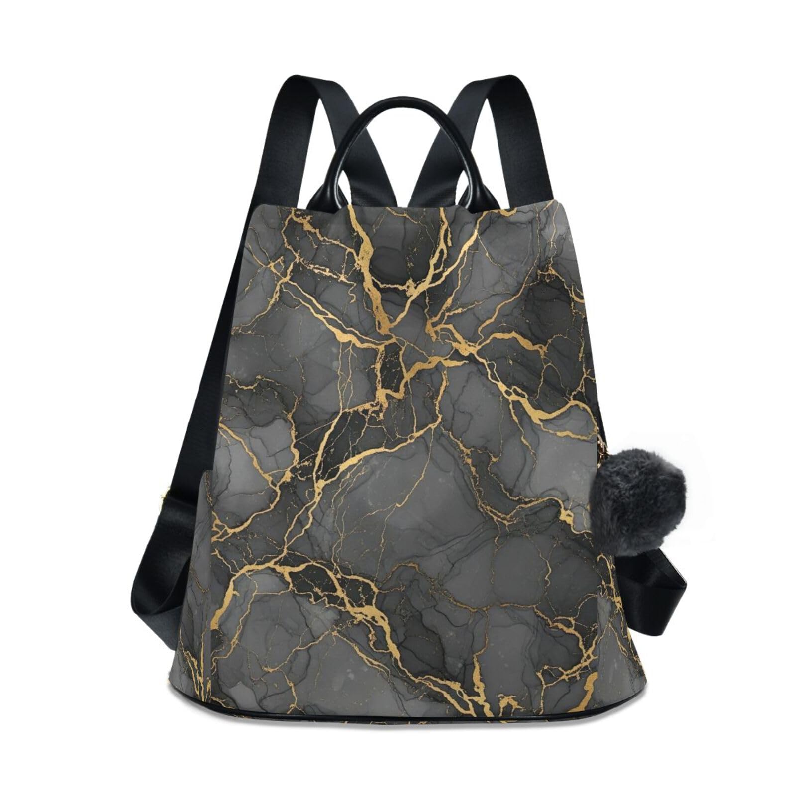Mochila antirrobo mujer bolso mochila negro gris estampado mármol moda 8