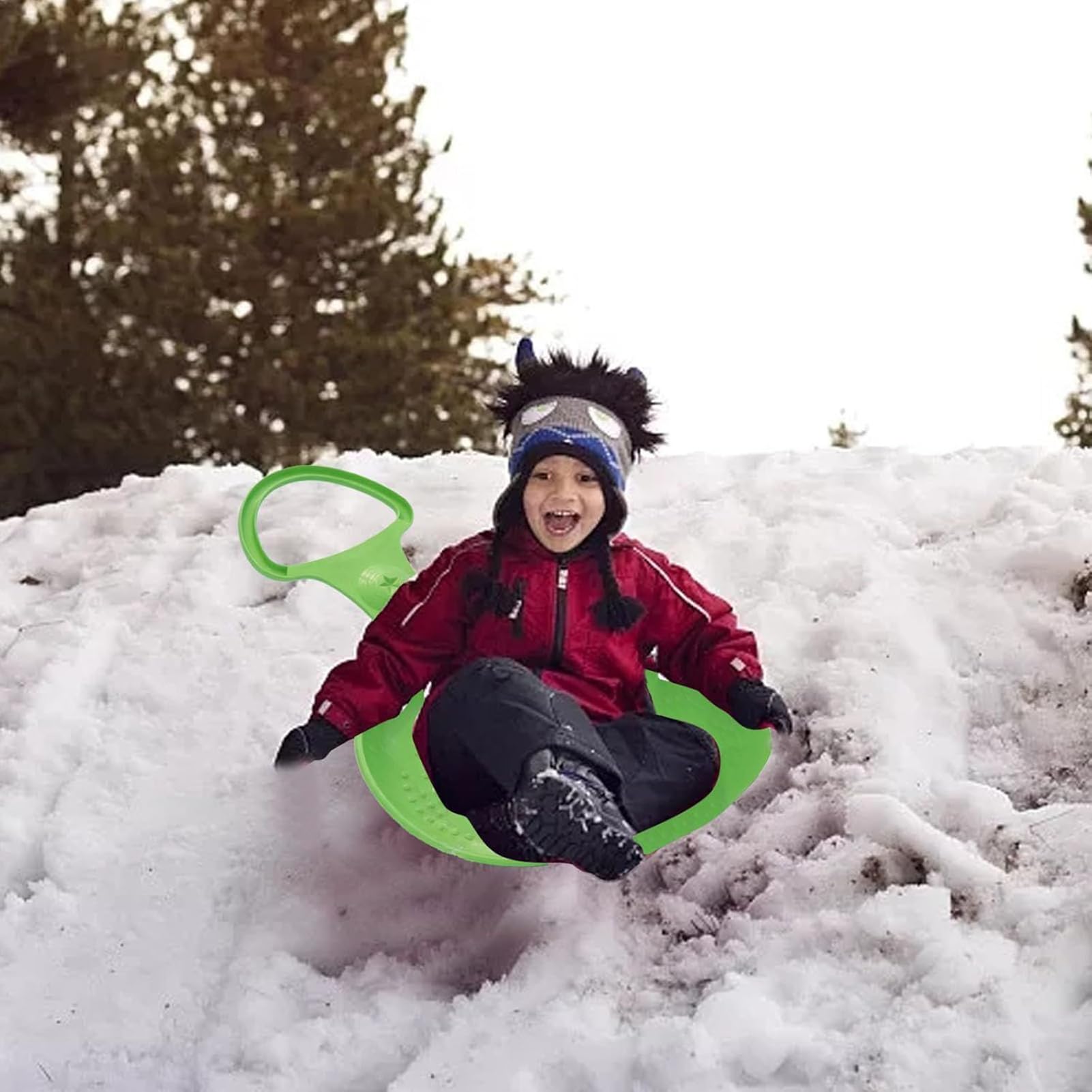 Luge à neige - Race à neige portable, fournitures de traîneau d'hiver en plein air, pelle à neige à poignée portable, traîneaux à neige pour l'école arrière-cour famille adultes adolescents visiteurs