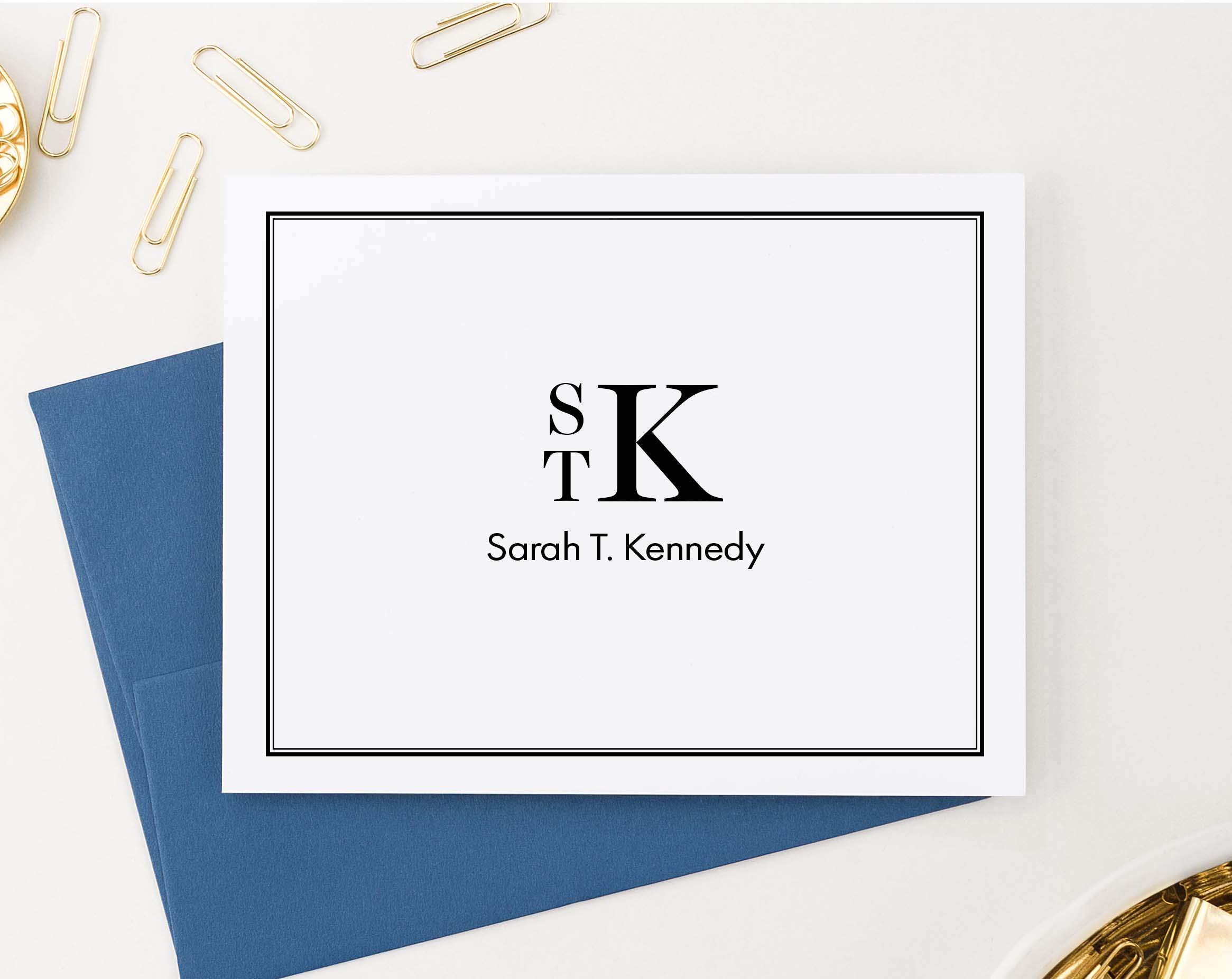 Classic Monogram Stationary Set FOLDED NOTE CARDS, Personalized Stationary Set, Personalized Monogrammed Stationery Set, Your Choice of Colors and Quantity