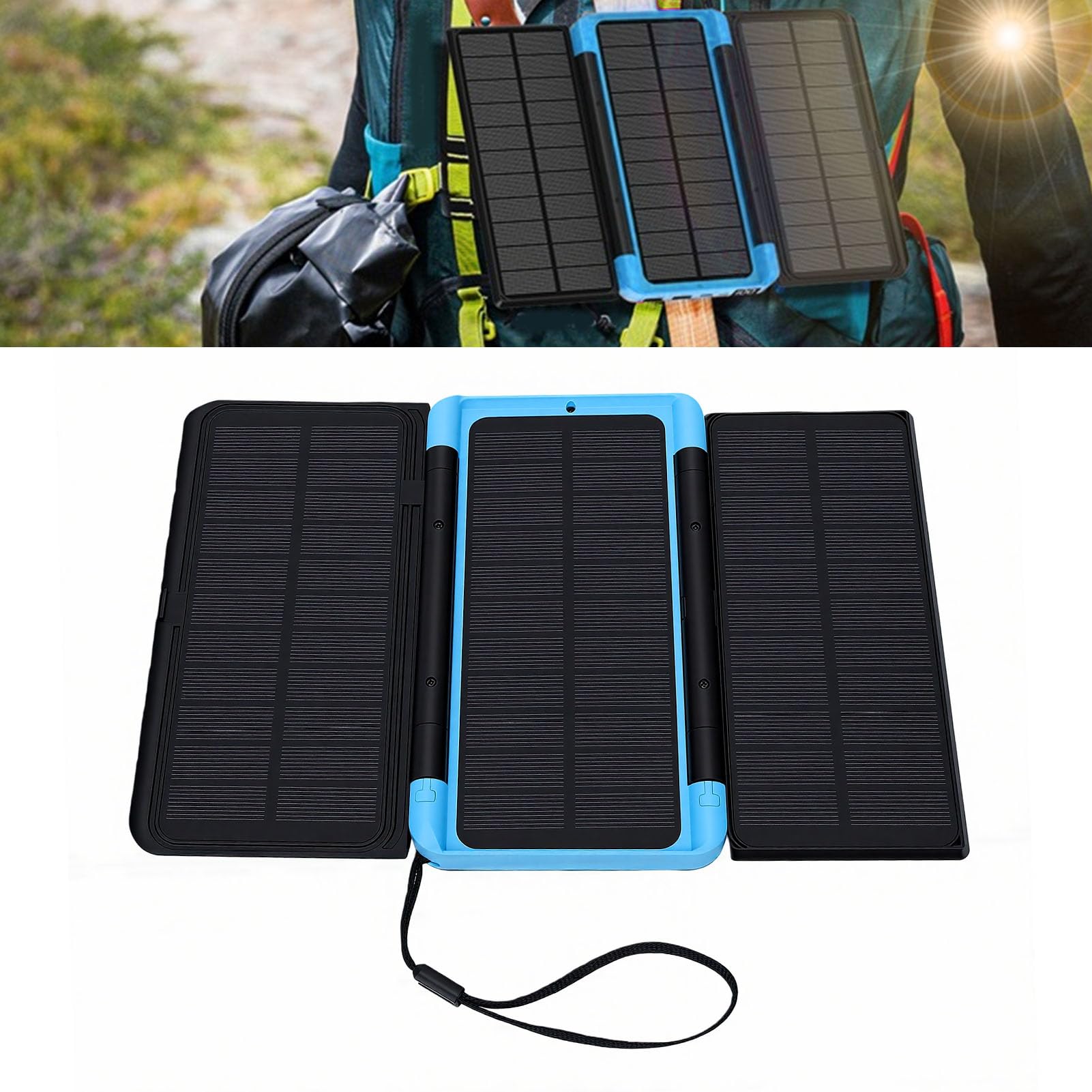 Power Bank Portatile 10000mAh, Caricabatterie Solare per Uso | Pannelli solari pieghevoli, display LED, ricarica rapida PD, USB C, torcia per , esterno, campeggio, emergenza