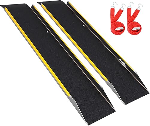 Vista 14 de Ruedamann Rampa de cobertizo de aluminio de 48 pulgadas, rampa de carga de capacidad de 600 libras para cortacéspedes, rampas ligeras