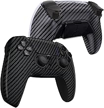 eXtremeRate Luna Redesigned Graphite Carbon Fiber Pattern Front Shell Touchpad Compatible with ps5 Controller BDM-010 BDM-020 BDM-030, 4 Back Buttons RISE4 Remap Kit for PS5 Controller BDM-030