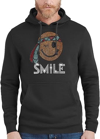 Amazon Com Men S Rhinestone Smile Face Emoji Black Pullover Hoodie Sweater Black Clothing Shoes Jewelry