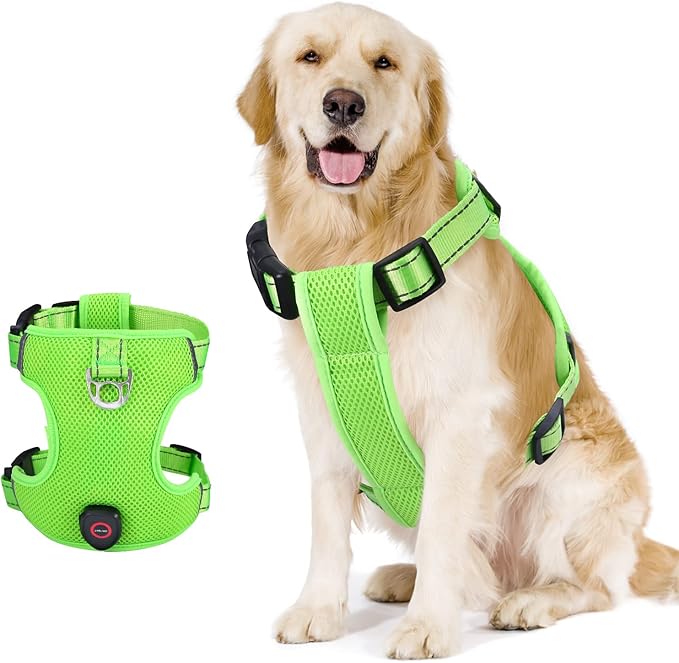 ORIA Light up Dog Harness, USB Rechargeable LED Pet Chest Back