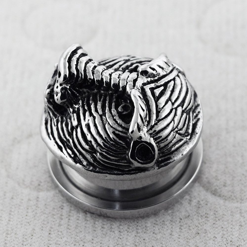 Casting Bear Face Design Stainless Steel Ear Gauge Flesh Tunnel - Stretching - Ear Piercing Body Piercing Jewelry