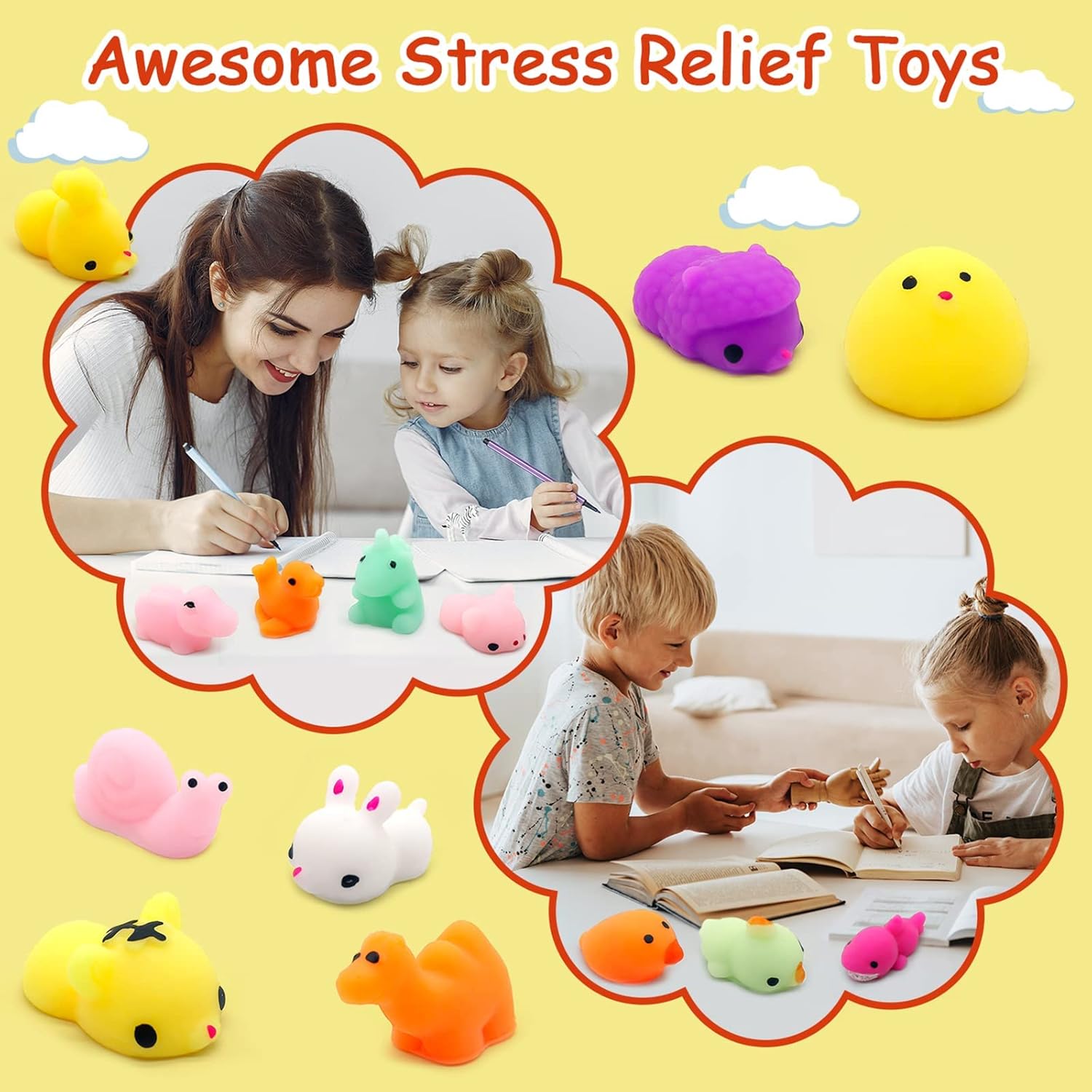 LENYOQIN 100 Pcs Kawaii Squishies, Mochi Squishy Toys for Kids Party Favors, Mini Sensory Stress Relief Toys, Goodie Bags Novelty Toy, Classroom Prizes, Birthday Gift, Christmas Stocking, Xmas Gifts (Random) : Toys & Games