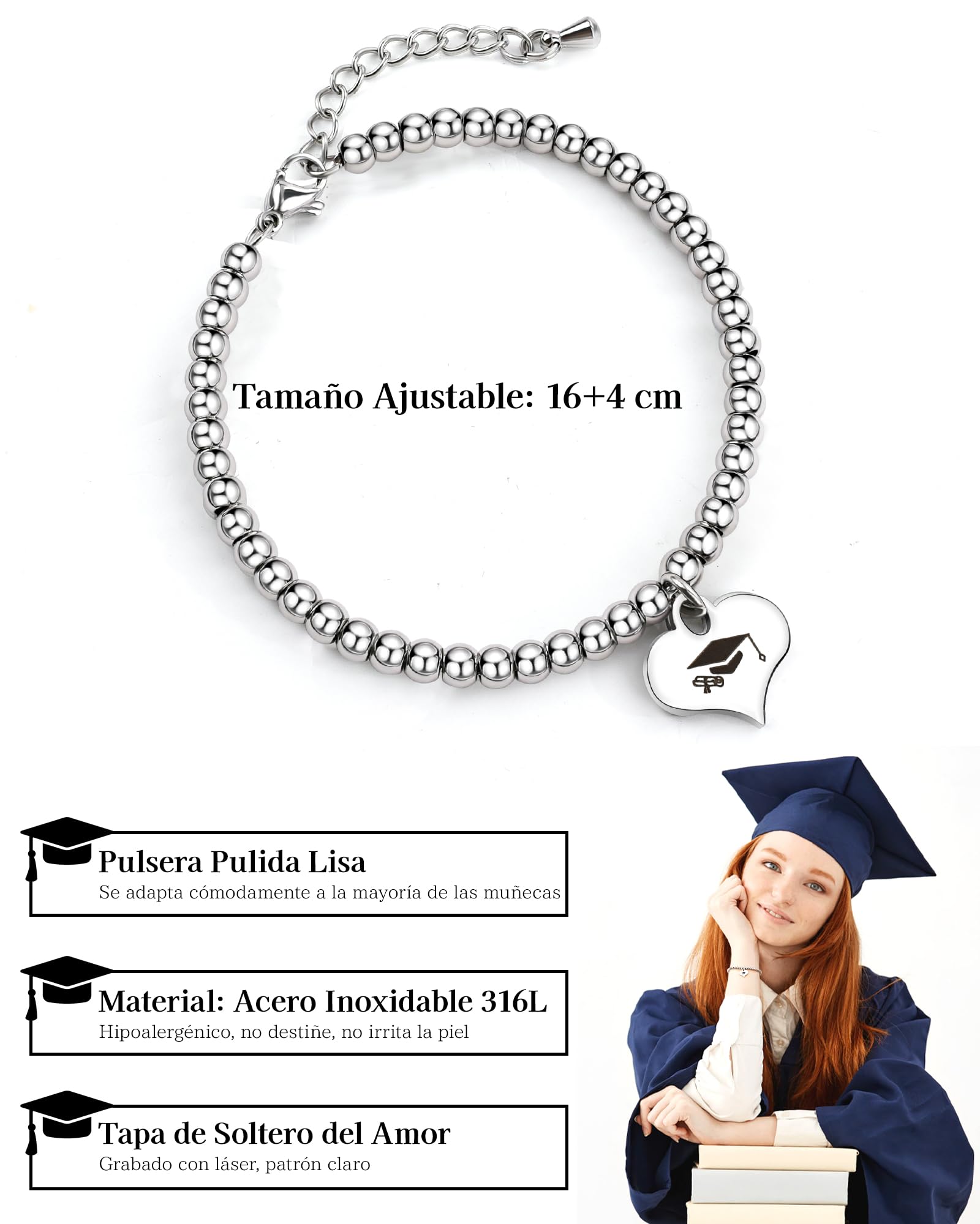 SUNSH Regalos para Graduacion, Regalos para Mujer, Pulsera Graduación Señoras,Pulsera Graduación Mujers,Regalo de Graduacion/Navidad/Adulto/Animo para Hija/Hermana/Nieta