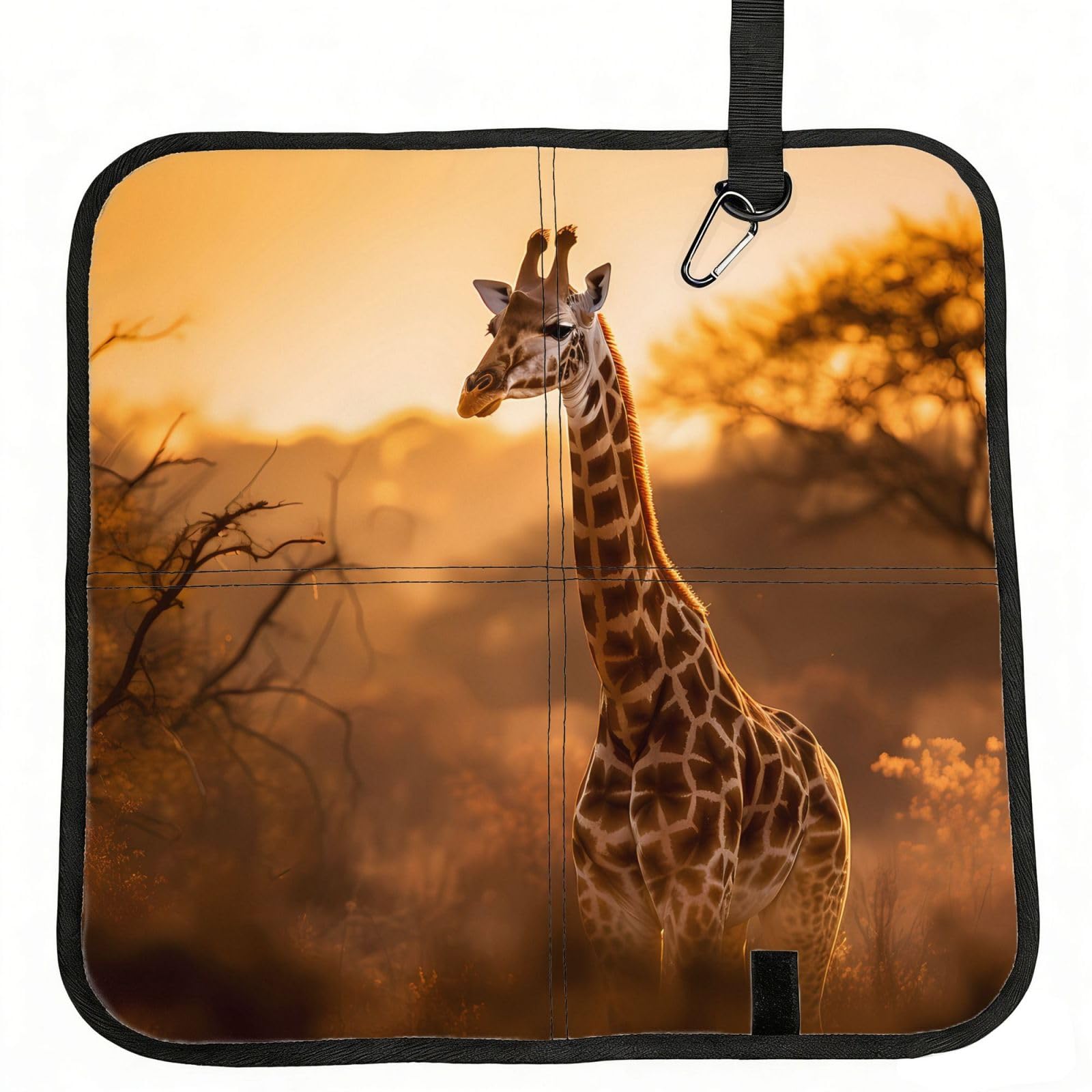 WBQLSL giraffe Foldable Seat Cushion - Portable Stadium Pad with Carabiner for Camping Hiking Picnic Beach