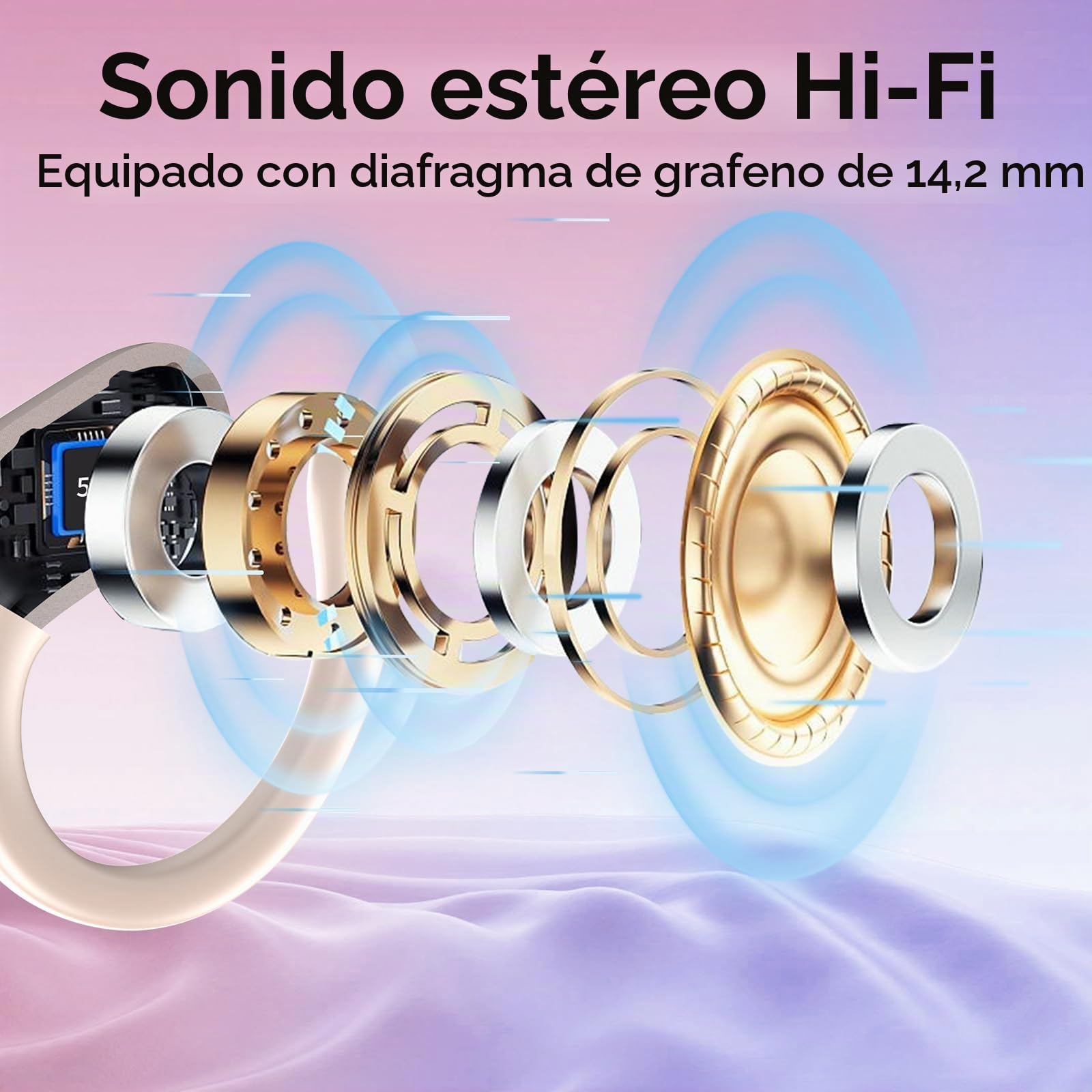 STECEi AI Auriculares Traductor en Tiempo Real(2026), Bluetooth 5.4 con ENC y App con para Viajes/Negocios/Aprendizaje/Reunirse, Oro Rosa