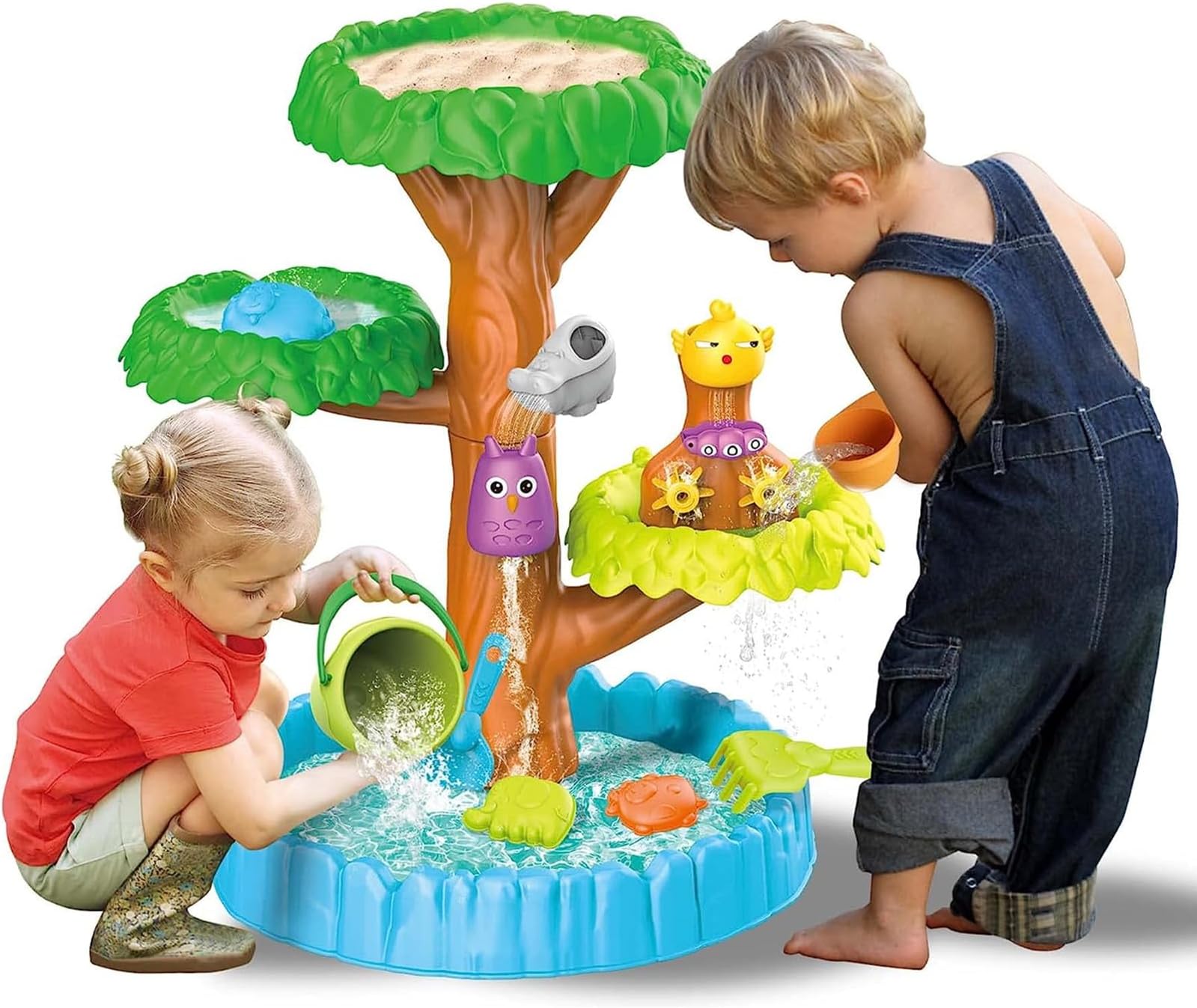 AM ANNA Water Table for Toddlers, 3-Tier Outdoor Sand & Water Play Table Toys for Kids,Water Sandy Toy Activity Sensory Summer Beach Outside Backyard Toys for Toddler Boys Girls Age 3-5