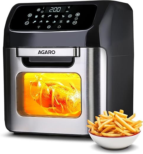 AGARO Regency Air Fryer For Home, 12L, Family Rotisserie Oven, 1800W, 9 Preset Menu, Electric Air Fryer Toaster Oven, Digital Display, Bake, Roast,…