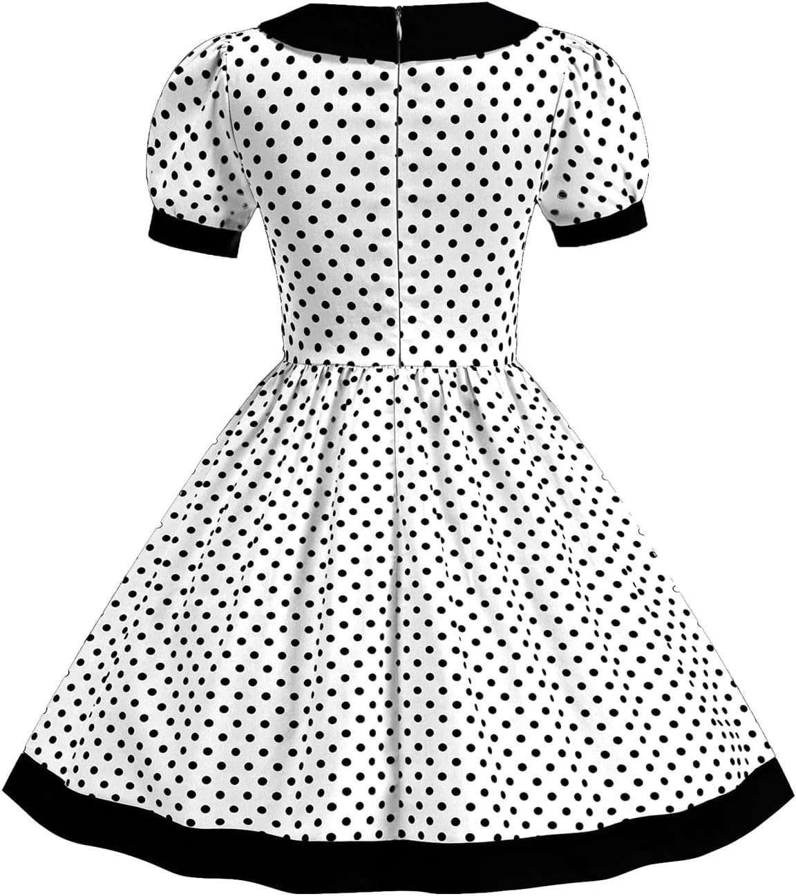 1950s Vintage Dresses for Girls Kids Lapel Collar 50s Polka Dot Dress Double Breasted Audrey Hepburn Rockabilly Swing Dress - Image 3