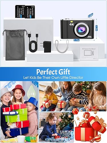 Miniatura 7 de Cámara digital, cámara 4K para niños, para fotografía, enfoque automático Nsoela de 48 MP, pantalla LCD de 2.8 pulgadas, zoom digital 16X, cámara