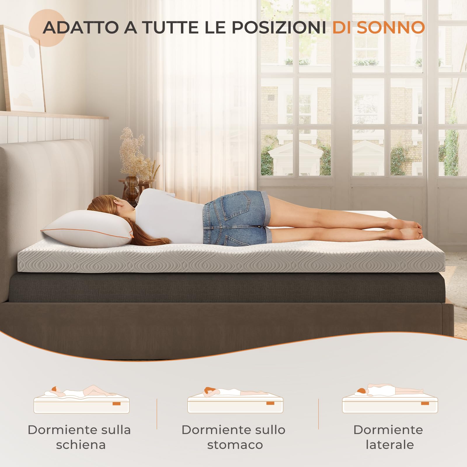 Sweetnight Materasso Topper 140 x 190 cm Altezza 10 cm, Coprimaterasso in Memory Foam con Infusione di Gel Rinfrescante a 5 Zone, Può dormire su entrambi i lati, livello di durezza H2, H3