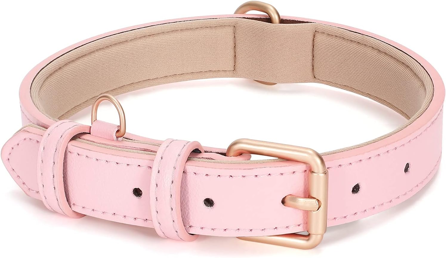 JASGOOD Leather Dog Collar for Small Medium Large Dog Adjustable Soft Breathable Leather Padded Puppy Collar Heavy Duty Waterproof Classic Dog Pet Collar, Pink, S JASGOOD Leather Dog Collar for Small Medium Large Dog Adjustable Soft Breathable Leather Padded Puppy Collar Heavy Duty Waterproof Classic Dog Pet Collar, Pink, S