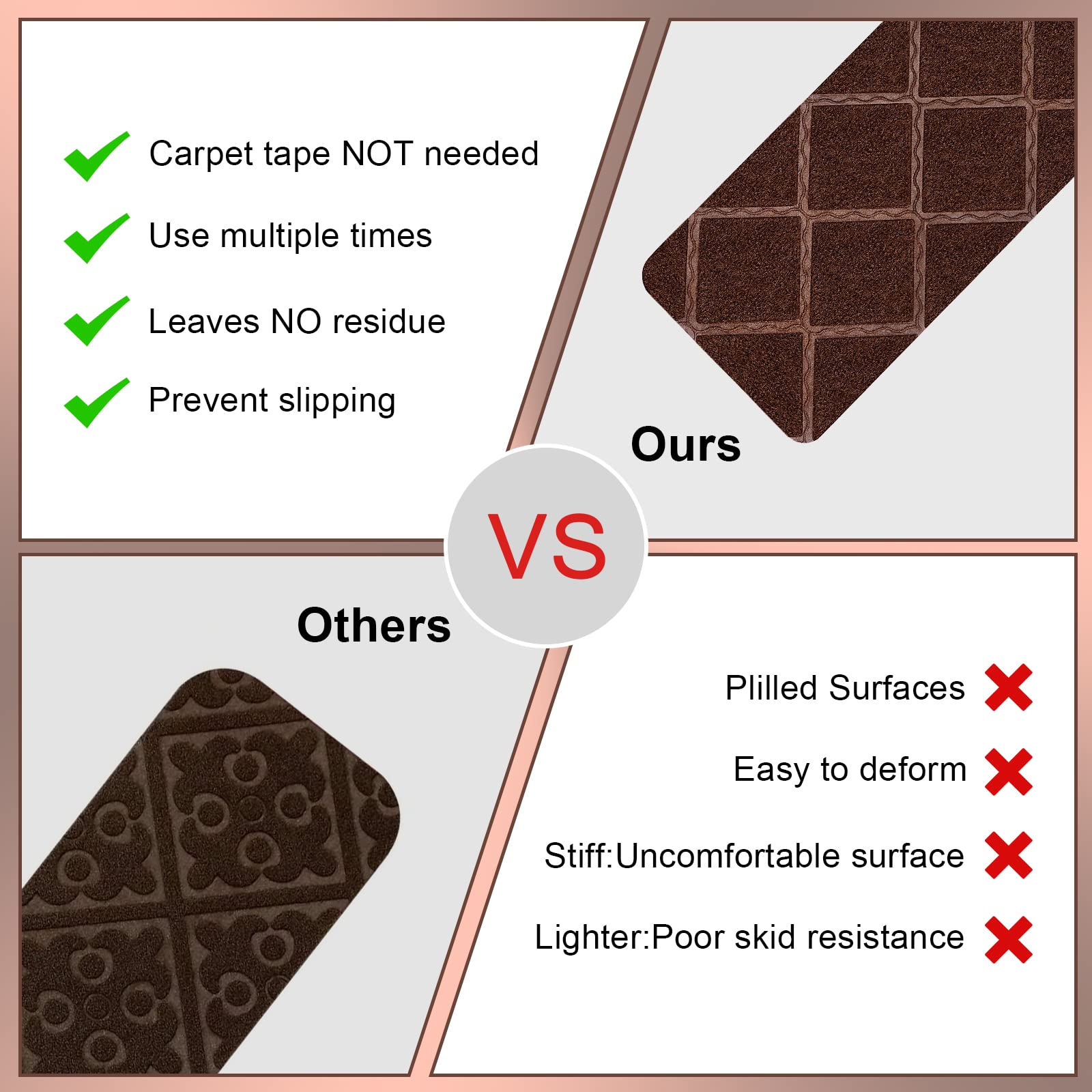 Stair Treads for Wooden Steps Indoor 15 PCS Removable Washable Wood Stair Treads Rugs Anti Moving Modern Stair Runners Safety for Kids Dogs, 8" X 30"