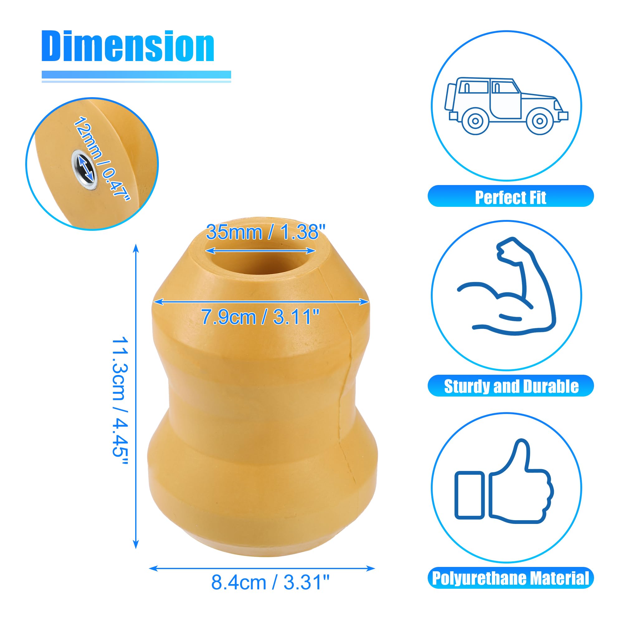 QUARKZMAN Parachoques Trasero Para Mitsubishi Montero Sport 08-15 2 Piezas | Material: Poliuretano, Color: Amarillo, Tamaño: 11.3X8.4Cm, Oe No.: Mr418018, Amortiguación Y Reducción Vibración