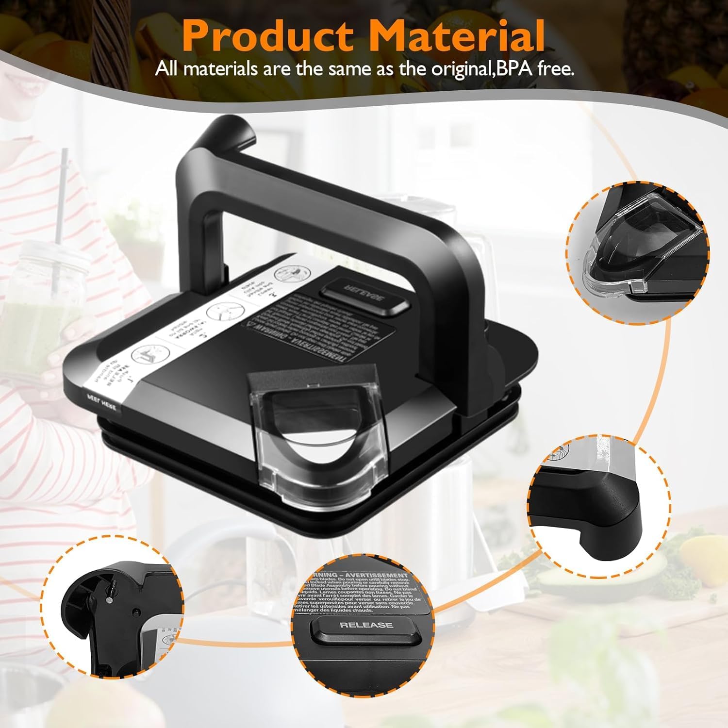 BL660 BL770 Pitcher Replacement Locking Lid for Ninja,72 OZ Blenders Replacement Parts,Locking Lid Replacement Top Cover New Square Compatible with BL770AMZ BL740 BL772Q BL773CC0 BL665Q