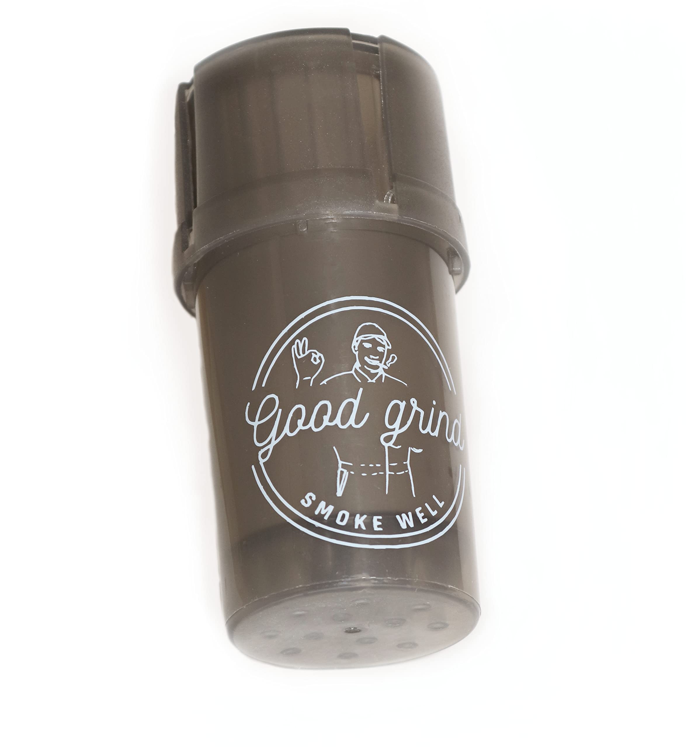 Tubi Grinder "Good grind" - Macinino in plastica 2 in 1 + contenitore (ermetico e impermeabile), 3 parti, NERO