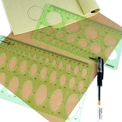 Miniatura 8 de Plantillas de dibujo de geometría reglas de plástico verde transparente multifunción para diseño de oficinas, encofrados de edificios escolares, 1