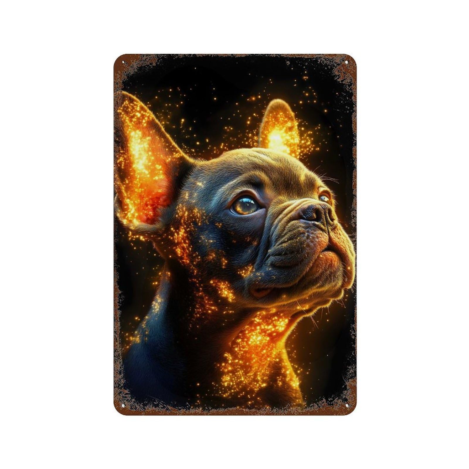 French Bulldog with Sparkles Retro Metal Sign 11.8"x7.9", Farmhouse Wall Decor for Garage, Pub Or Kitchen