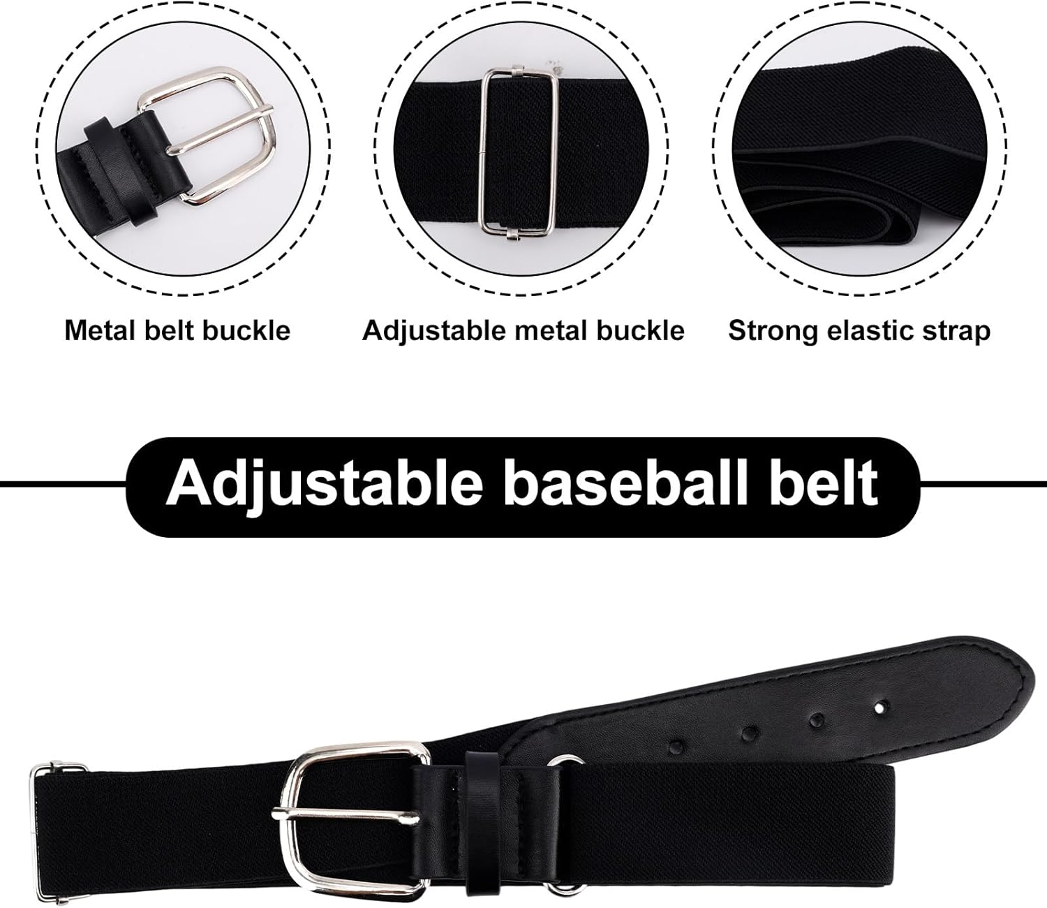 Youth Baseball Socks and Belt Combo Set, Kids Soccer Softball Football High Knee Socks, Adjustable Sport Athletic Belt & Gear Stuff Accessories for Boys Girls (Black, S) - Image 5