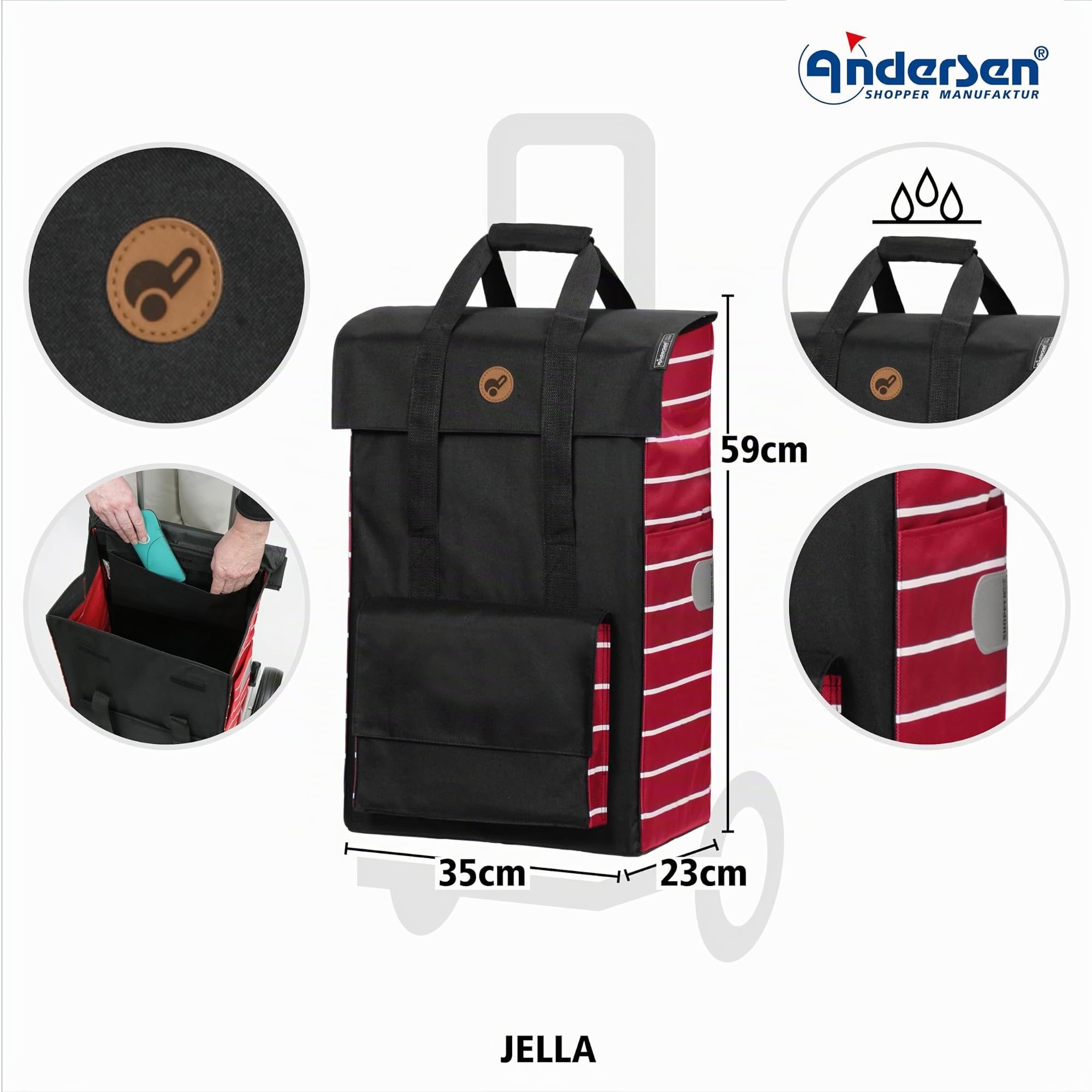 ANDERSEN Einkaufstrolley - Komfort Shopper Jella rot