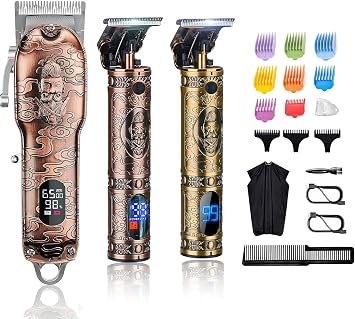 Suttik Hair Clippers and Trimmers Set for Men, Professional Cordless Barber Clippers for Hair Cutting, Beard Trimmer Hair Cutting Kit with T-Blade Close Cutting Trimmer, Gift for Men