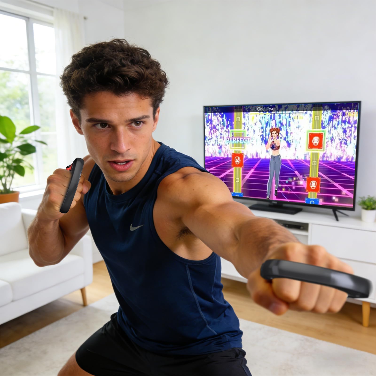 ECHZOVE Impugnatura per Switch Fitness Boxe, Maniglia per Nintendo Switch Boxing - 2 confezioni (nero)