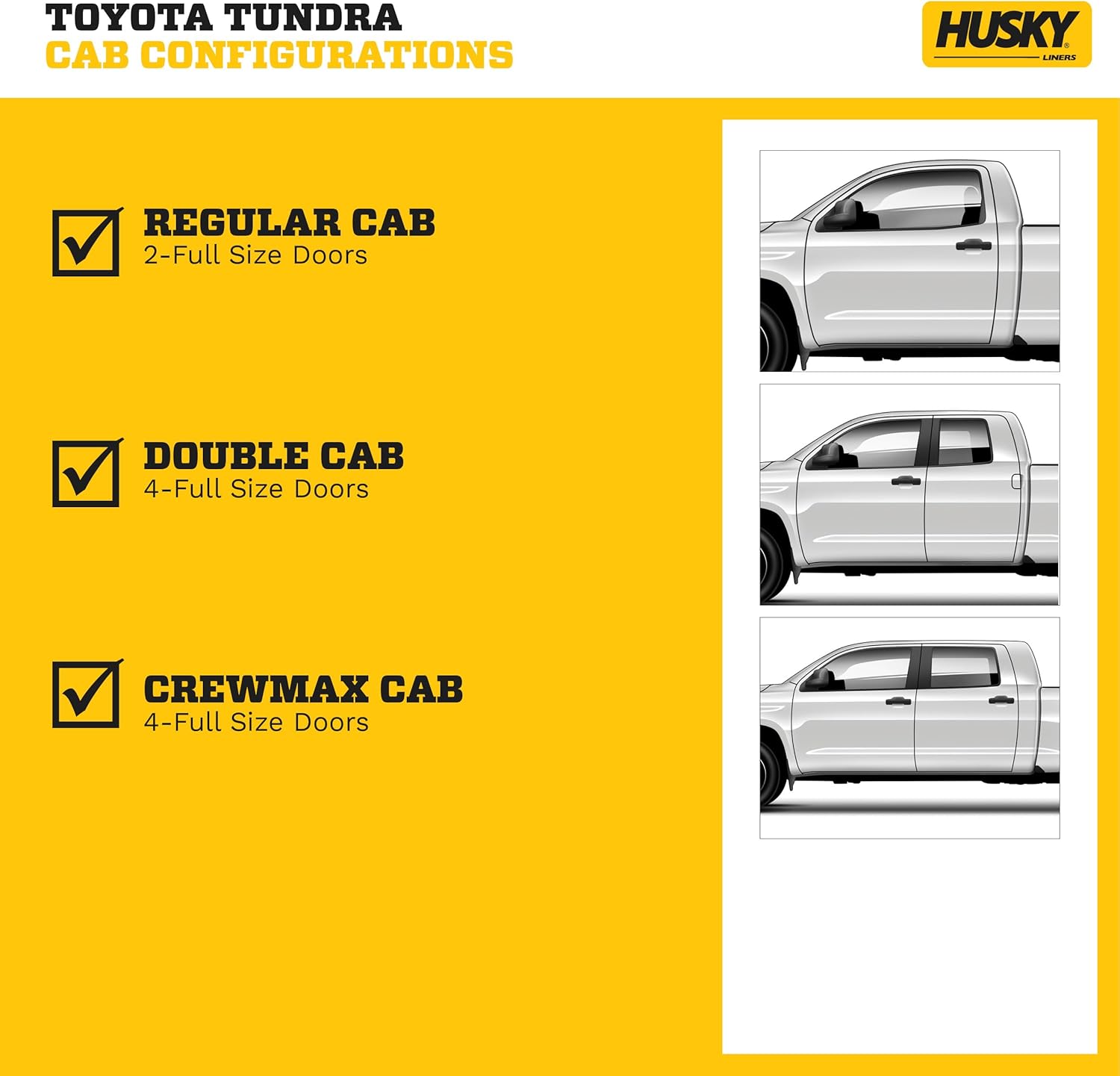 Husky Liners Weatherbeater Floor Mats | Fits 2012-2021 Toyota Tundra, CrewMax & Double Cab, 12-17 Tundra Regular Cab, 12-22 Sequoia | Front Row, 2-pc Black - 18561 - Image 10