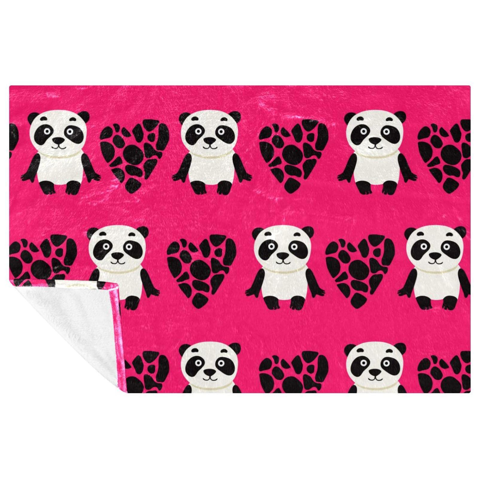 Plaid panda couverture anti-froid pour pique-nique plage et camping 150x100 cm