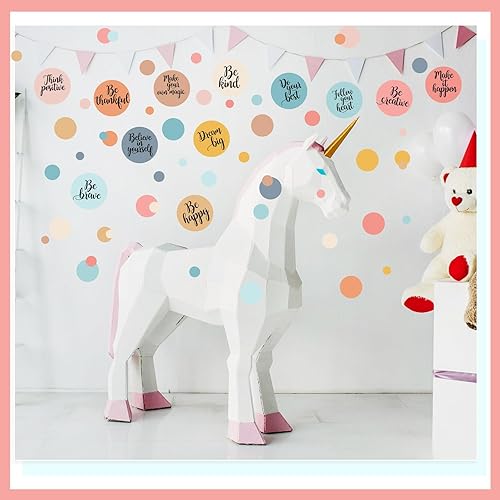 Miniatura 6 de TaoBary 288 calcomanías de pared de lunares para aula, niños, cita motivacional, círculo, calcomanías de pared extraíbles con letras positivas para