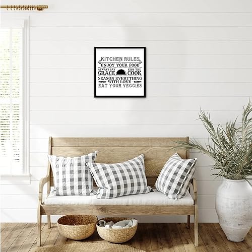 Miniatura 5 de Life Positive Quote Country Style Wood Sign with Kitchen Theme Kitchen Rules Enjoy Your Food Always Say Grace Black Frame Wooden Plaque for Nursery