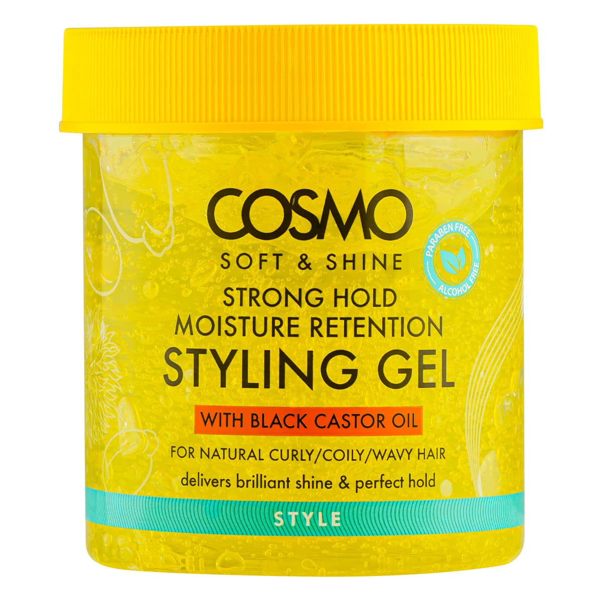 Soft & Shine Strong Hold Moisturize Retention Styling Gel 450g | Alcohol Free | With Black Castor Oil | For Natural Curly/coily/wavy Hair | Yellow