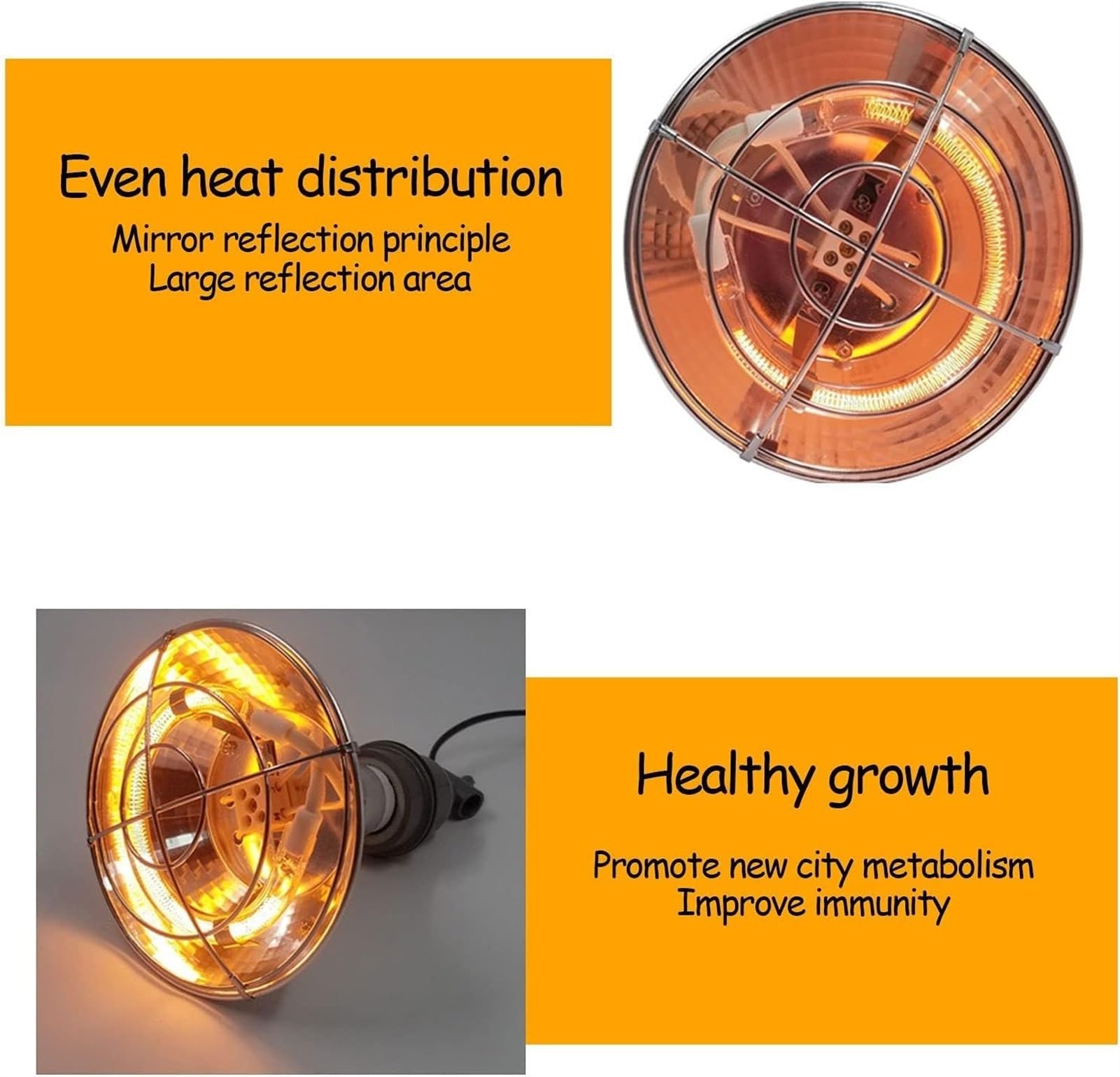 NEZIH Brooder lampa grzewcza dla szczeniaków, utrzymująca ciepło lampa dla kurnika, regulowana temperatura, oświetlenie grzewcze, na zimę, ze stopu aluminium, abażur + 100 ~ 300 W żarówka cieplna na