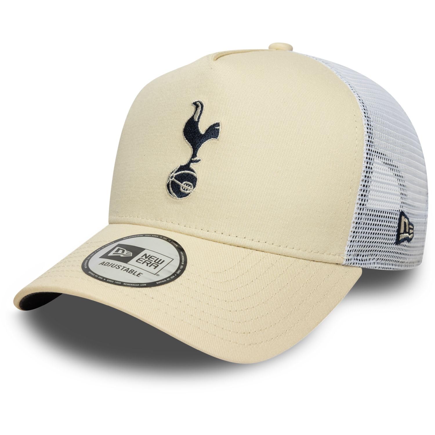 New Era Unisex Cream Tottenham Hotspur, Spurs, Official Merchandise, Seasonal E-Frame Trucker Baseball Cap, Adjustable