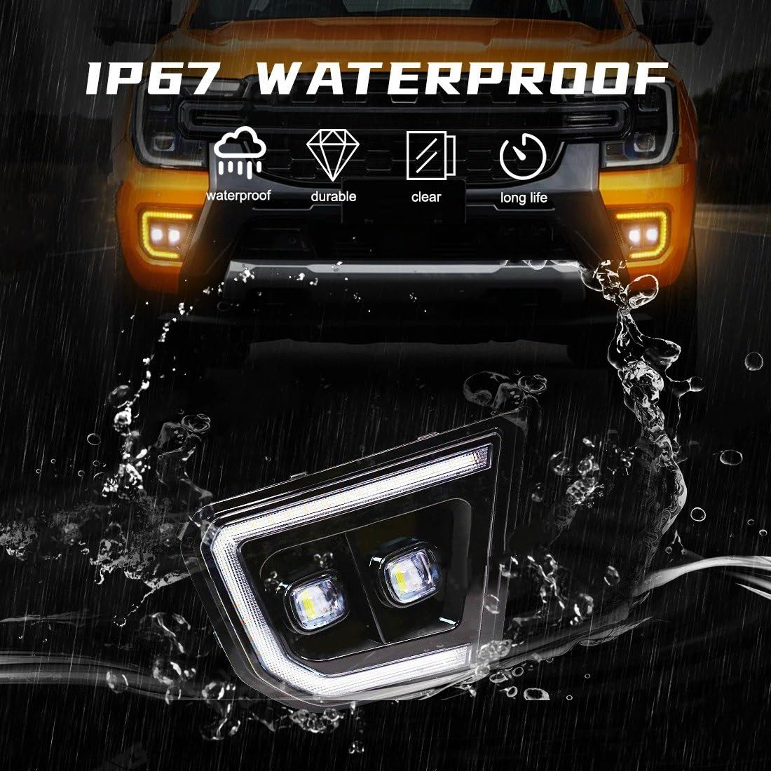 Luces Antiniebla Luz Niebla Para Ford Para Ranger Para Wildtrak 2022 2023 Luces Diurnas LED DRL Intermitentes Blancas Amarillas