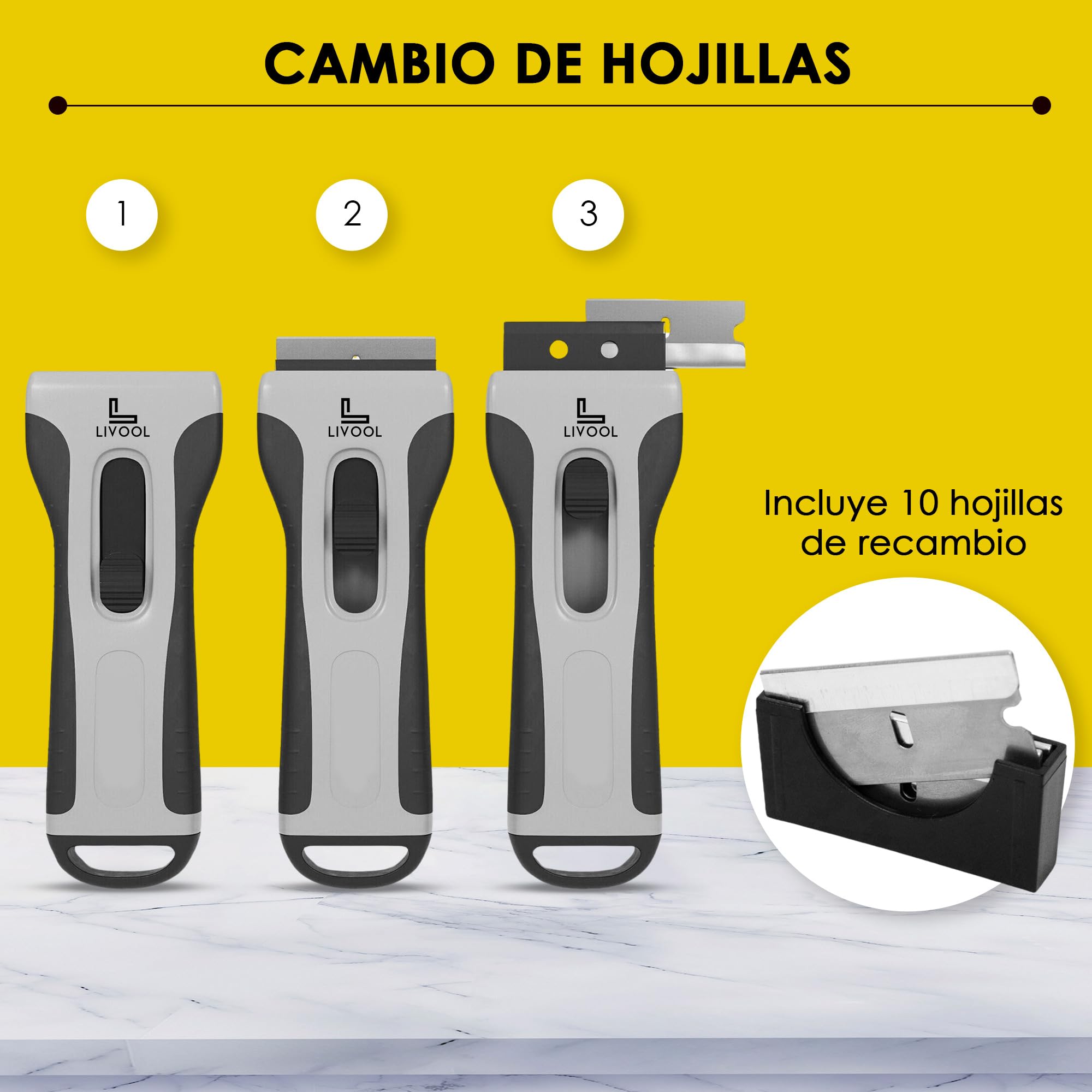 ️ Rasqueta Vitroceramica Profesional + 10 Cuchillas | Rascador Vitroceramica | Cuchilla Limpia Cristales y Vitroceramica | Raspador Vitroceramica Inducción.