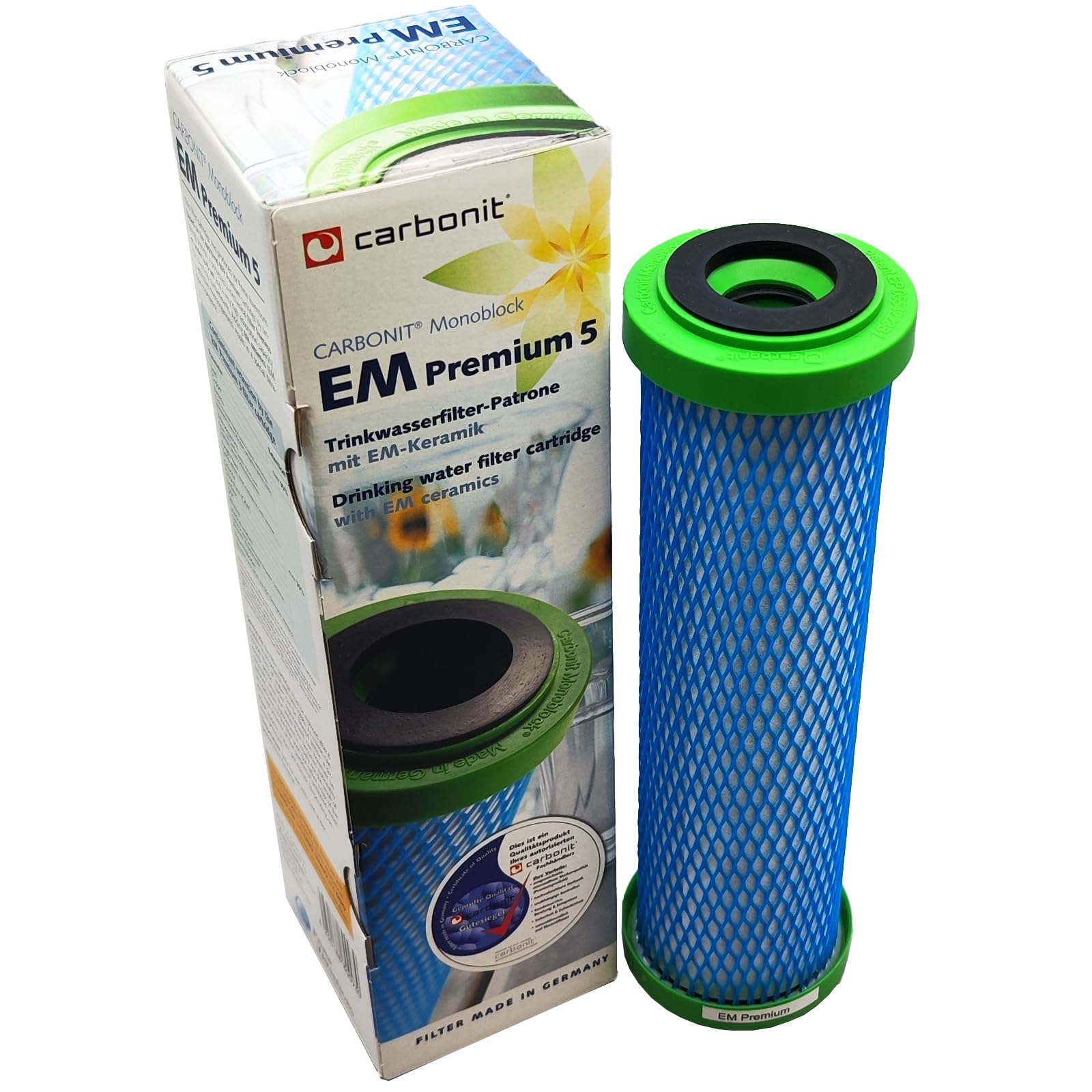Wasserfilterpatrone EM Premium 5 | mit EM Keramik | besserer Wassergeschmack | komptibel zu Filtergehäusen Carbonit Sanuno & Vario HP | AquaAvanti | WatPass | Alvito | und viele Andere