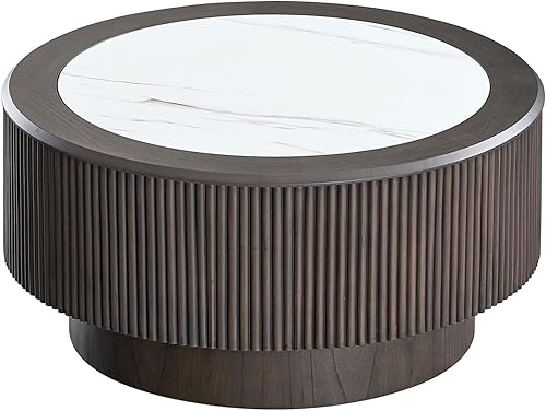 Miniatura 136 de kevinplus Mesa auxiliar negra para sala de estar, diseño de borde dorado inferior, negro y dorado (diámetro de 15.6 x 19.5 pulgadas) S1-negro y