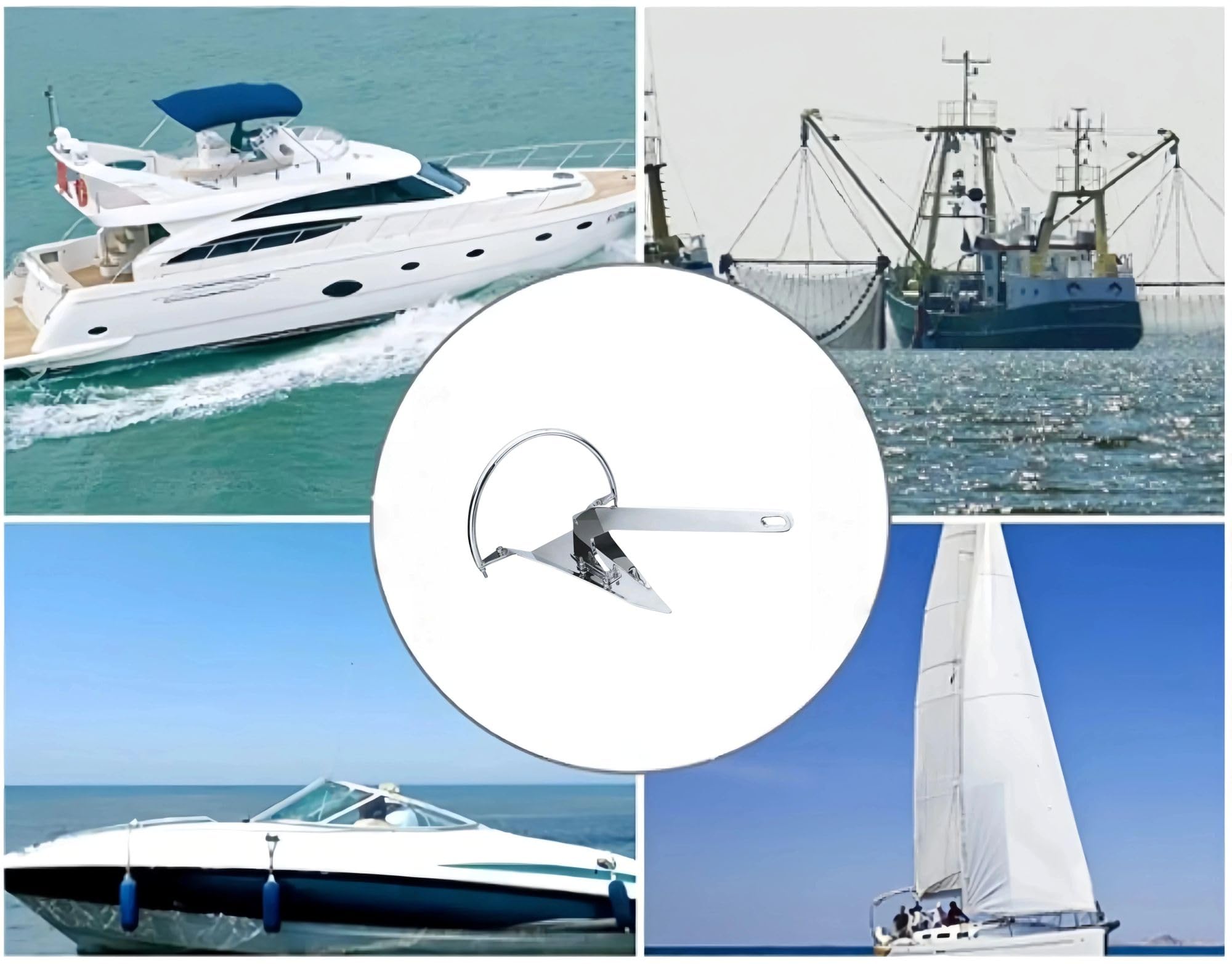 Edelstahl Bootsanker, hochglanzpoliert, korrosionsbeständig für Yacht, Segelboot, Angelboot